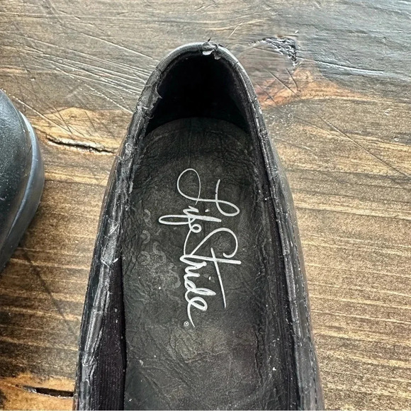 LifeStride Women’s Black Square Toe Faux Leather Loafer Shoe Size 7.5M GUC - Picture 5 of 12